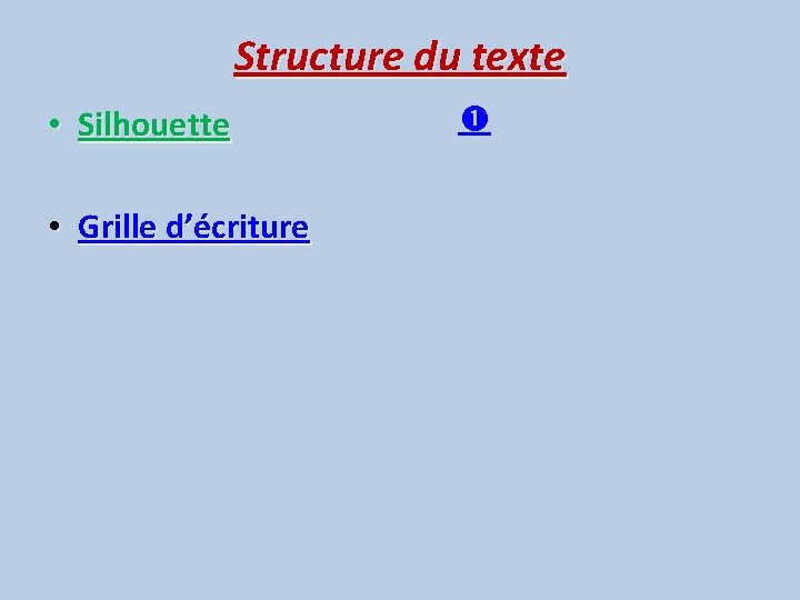 Structure du texte • Silhouette • Grille d’écriture 