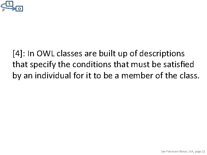 S P O [4]: In OWL classes are built up of descriptions that specify