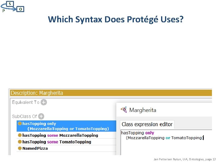 S P O Which Syntax Does Protégé Uses? Jan Pettersen Nytun, Ui. A, Ontologies,