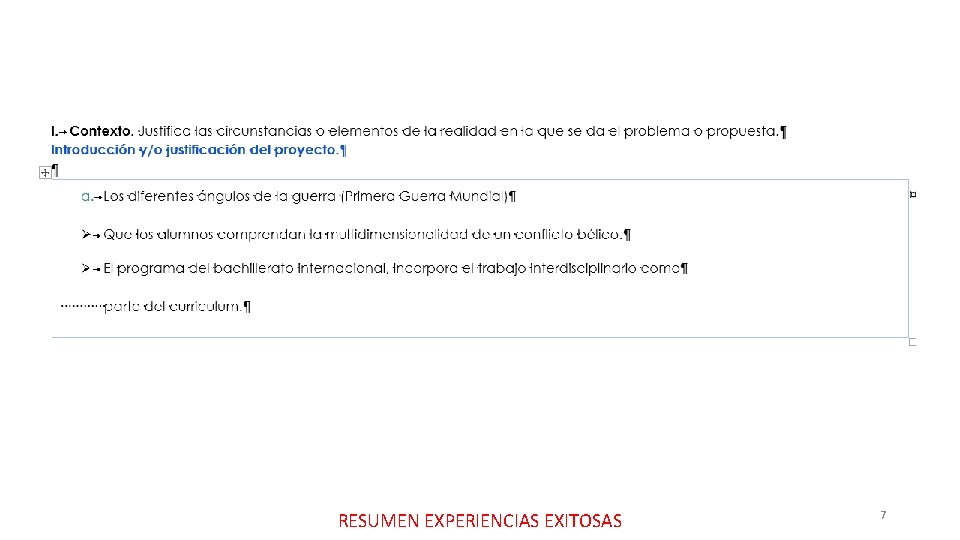 RESUMEN EXPERIENCIAS EXITOSAS 7 RESUMEN EXPERIENCIAS EXITOSAS 7