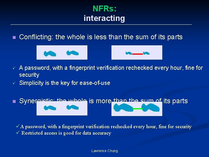 NFRs: interacting n Conflicting: the whole is less than the sum of its parts