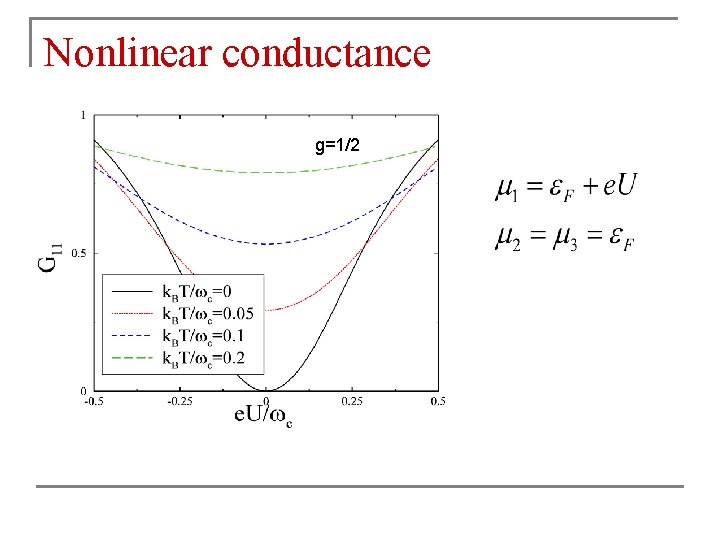 Nonlinear conductance g=1/2 