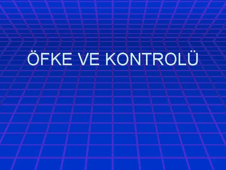 ÖFKE VE KONTROLÜ 