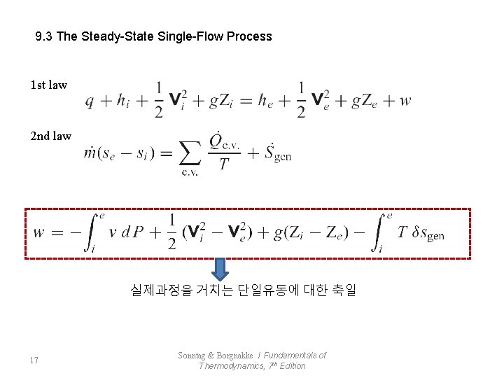 9. 3 The Steady-State Single-Flow Process 1 st law 2 nd law 실제과정을 거치는