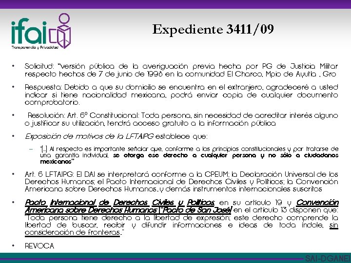 Expediente 3411/09 • Solicitud: “versión pública de la averiguación previa hecha por PG de