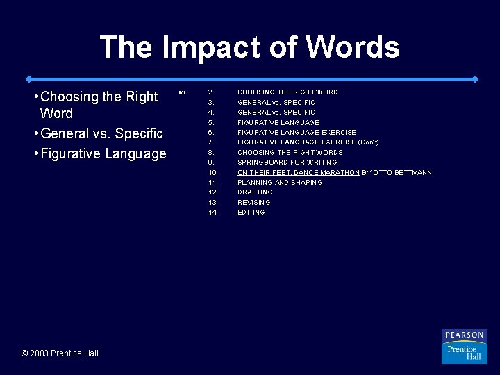The Impact of Words • Choosing the Right Word • General vs. Specific •