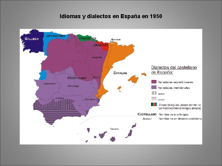 Idiomas y dialectos en España en 1950 