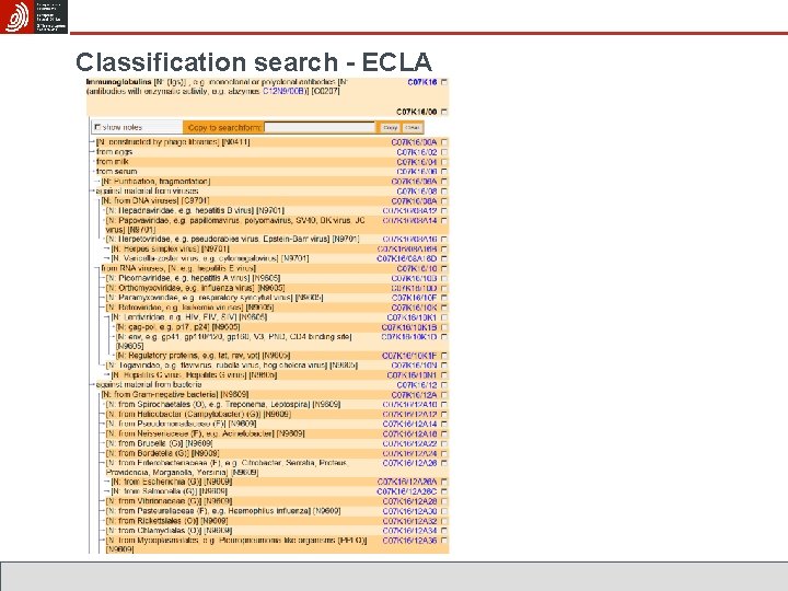 Classification search - ECLA 