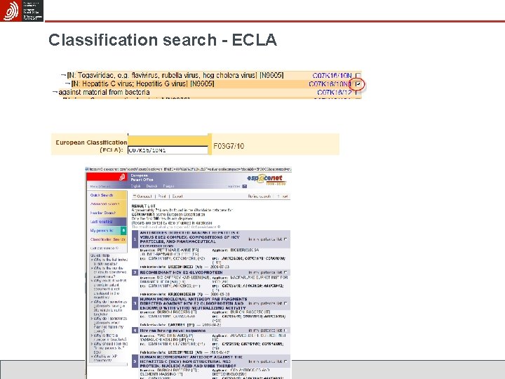 Classification search - ECLA 