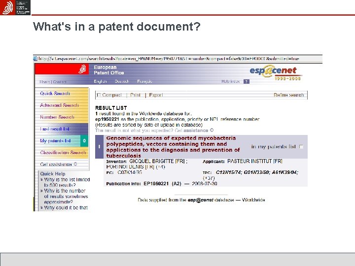 What's in a patent document? 