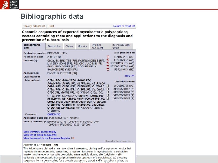 Bibliographic data 