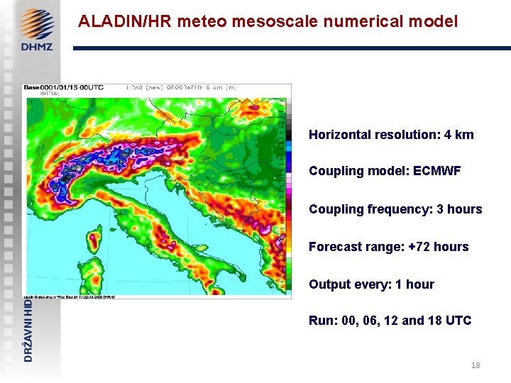 ALADIN/HR meteo mesoscale numerical model Horizontal resolution: 4 km Coupling model: ECMWF Coupling frequency: