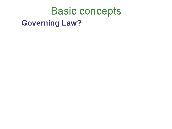 Basic concepts Governing Law? 