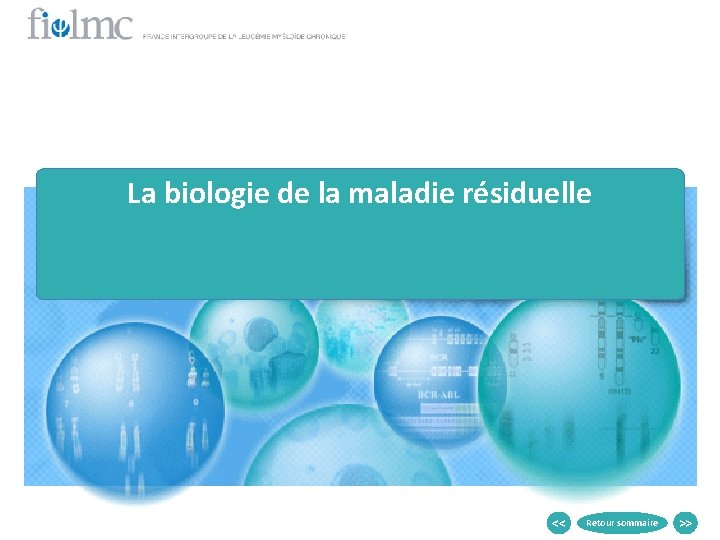 La biologie de la maladie résiduelle << Retour sommaire >> 