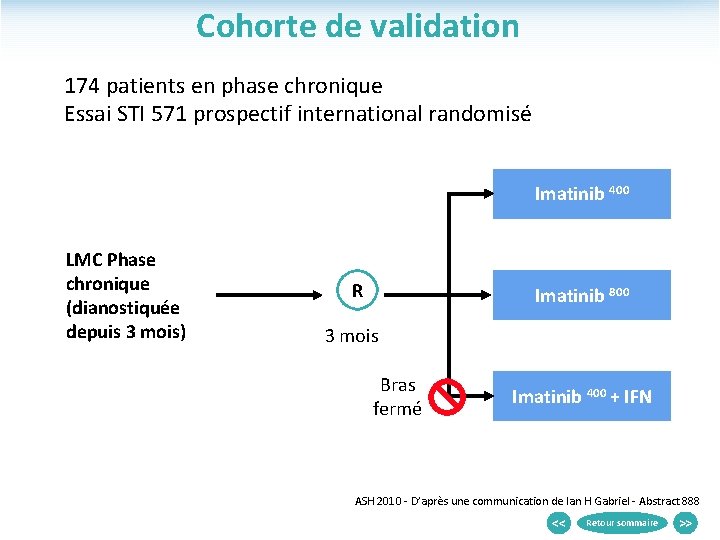 Cohorte de validation 174 patients en phase chronique Essai STI 571 prospectif international randomisé