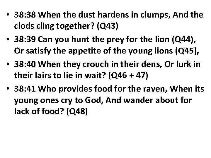  • 38: 38 When the dust hardens in clumps, And the clods cling