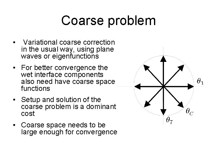 Coarse problem • Variational coarse correction in the usual way, using plane waves or