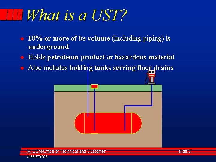 What is a UST? l l l 10% or more of its volume (including