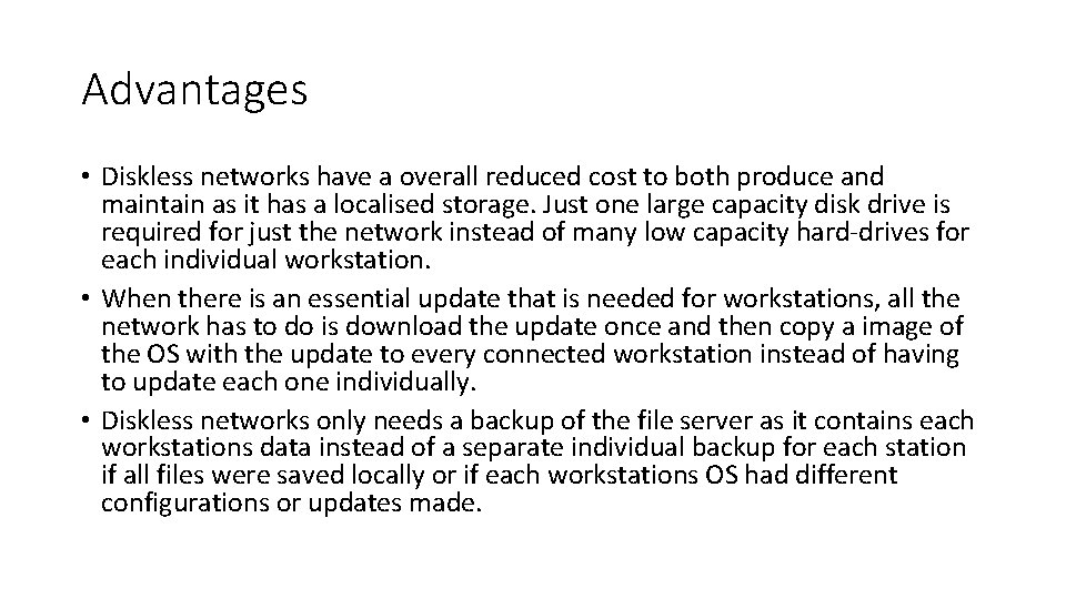 Diskless Networks By Sam Morris What are Diskless
