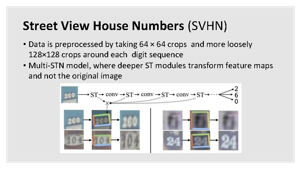 Street View House Numbers (SVHN) • Data is preprocessed by taking 64 × 64