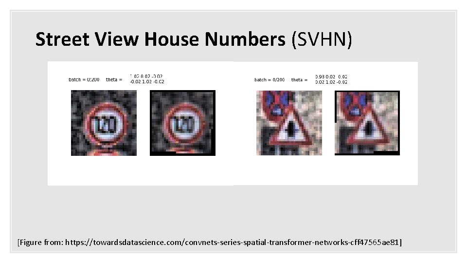 Street View House Numbers (SVHN) [Figure from: https: //towardsdatascience. com/convnets-series-spatial-transformer-networks-cff 47565 ae 81] 