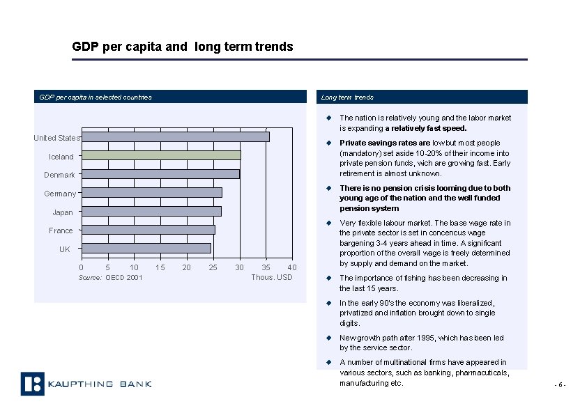 GDP per capita and long term trends GDP per capita in selected countries Long