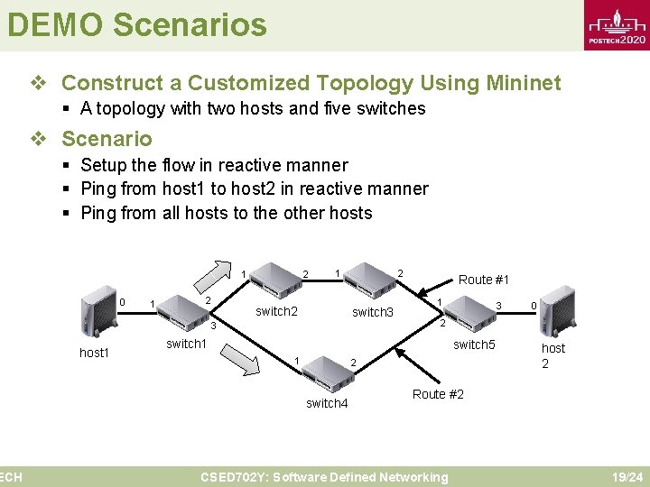 DEMO Scenarios ECH v Construct a Customized Topology Using Mininet § A topology with