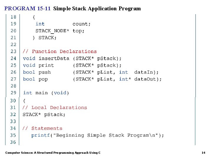 PROGRAM 15 -11 Simple Stack Application Program Computer Science: A Structured Programming Approach Using