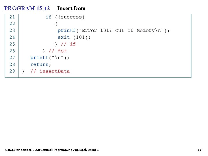 PROGRAM 15 -12 Insert Data Computer Science: A Structured Programming Approach Using C 17