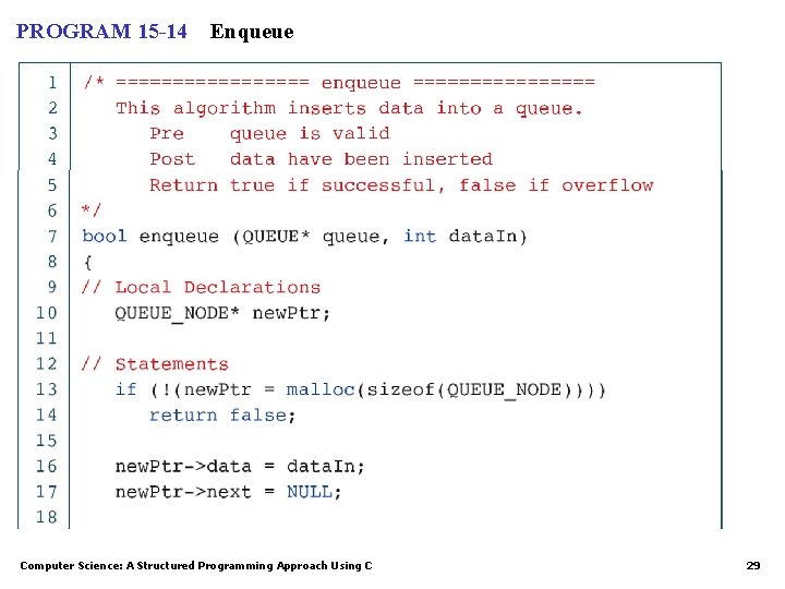 PROGRAM 15 -14 Enqueue Computer Science: A Structured Programming Approach Using C 29 