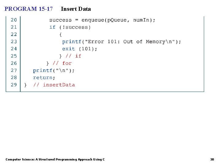 PROGRAM 15 -17 Insert Data Computer Science: A Structured Programming Approach Using C 38