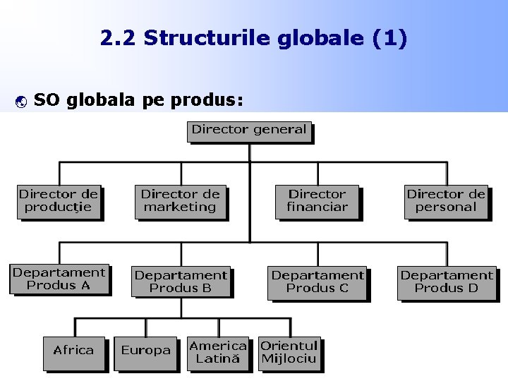 2. 2 Structurile globale (1) ý SO globala pe produs: 