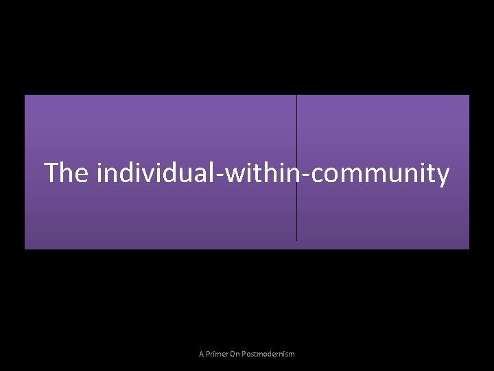 The individual-within-community A Primer On Postmodernism 
