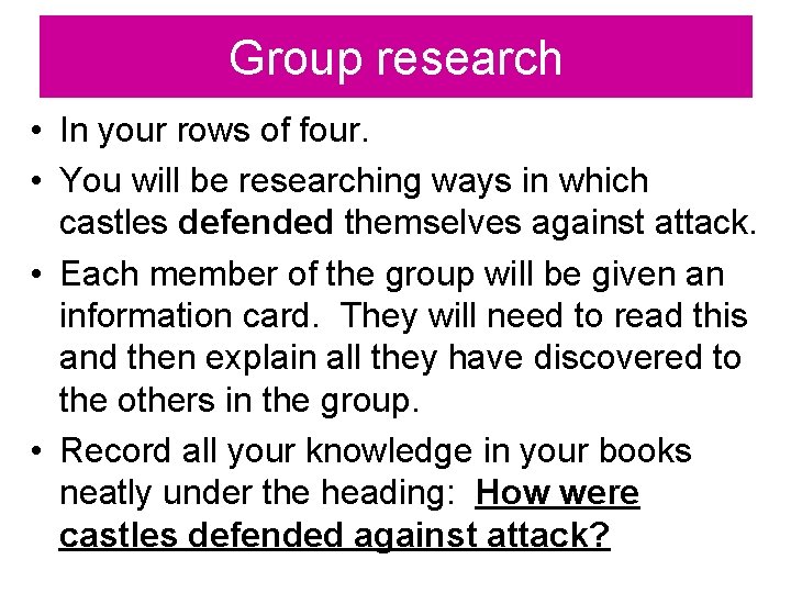Group research • In your rows of four. • You will be researching ways