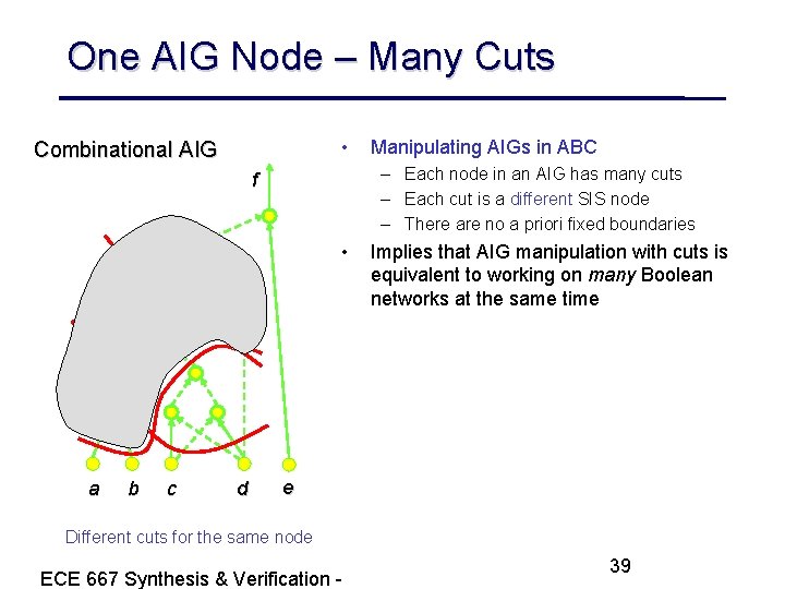 One AIG Node – Many Cuts • Combinational AIG – Each node in an