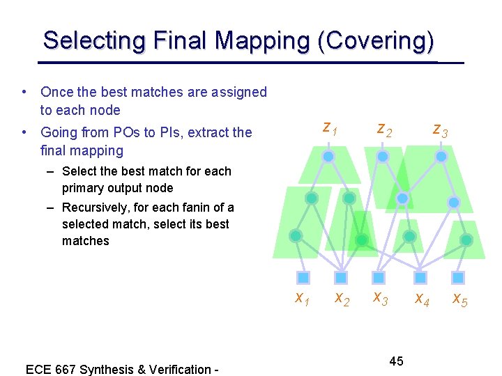Selecting Final Mapping (Covering) • Once the best matches are assigned to each node