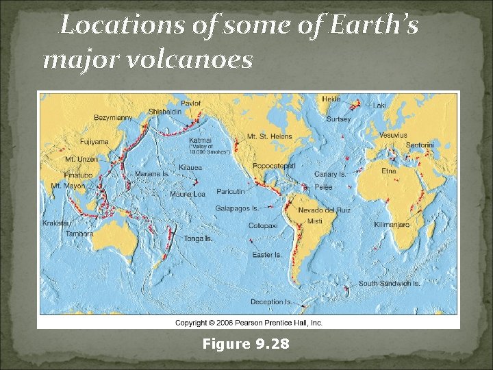 Locations of some of Earth’s major volcanoes Figure 9. 28 