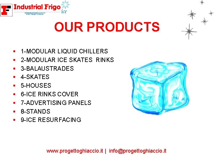 OUR PRODUCTS § § § § § 1 -MODULAR LIQUID CHILLERS 2 -MODULAR ICE