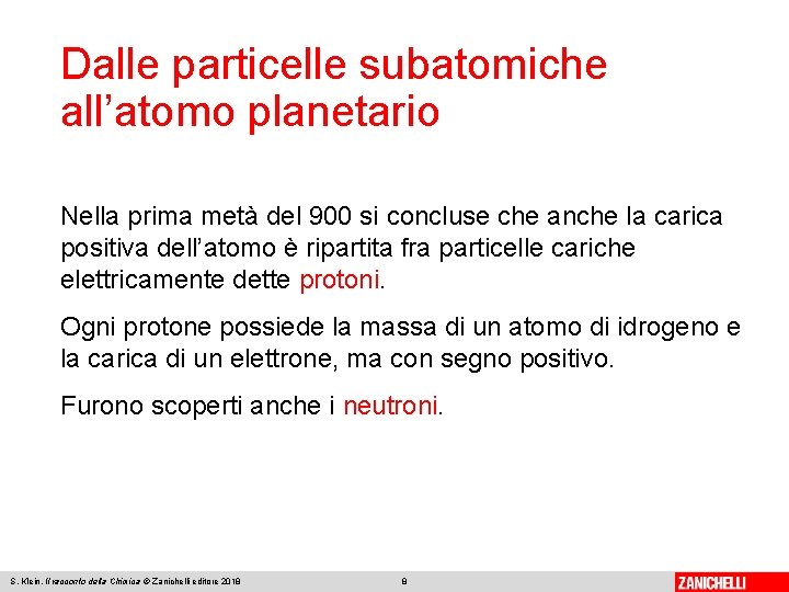 Dalle particelle subatomiche all’atomo planetario Nella prima metà del 900 si concluse che anche