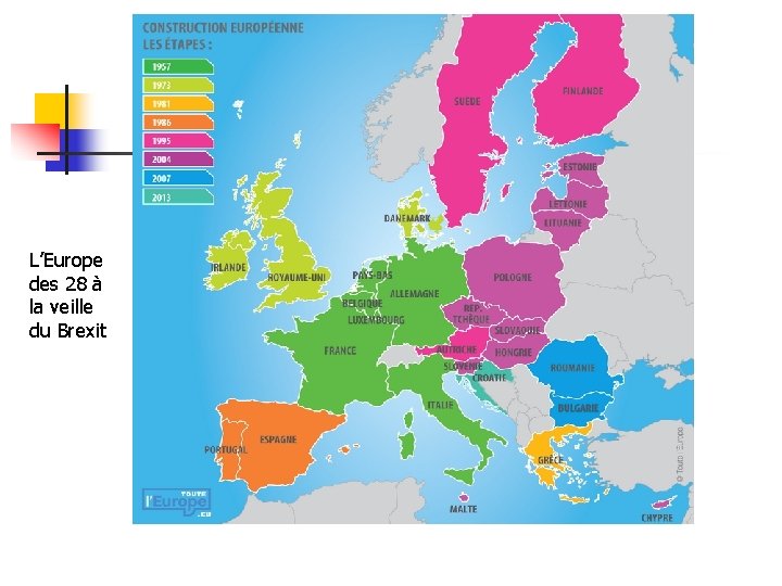 Carte de l’Europe des 27 + 1 L’Europe des 28 à la veille du