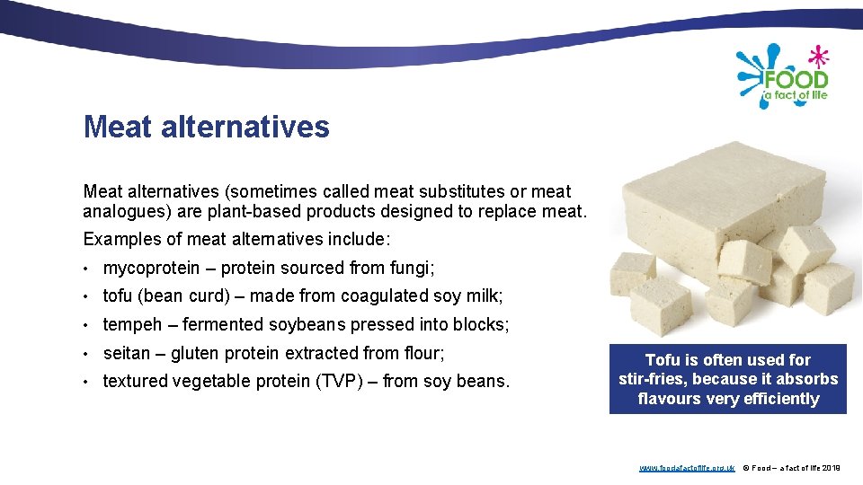 Meat alternatives (sometimes called meat substitutes or meat analogues) are plant-based products designed to