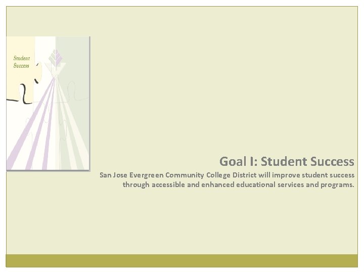 Goal I: Student Success San Jose Evergreen Community College District will improve student success