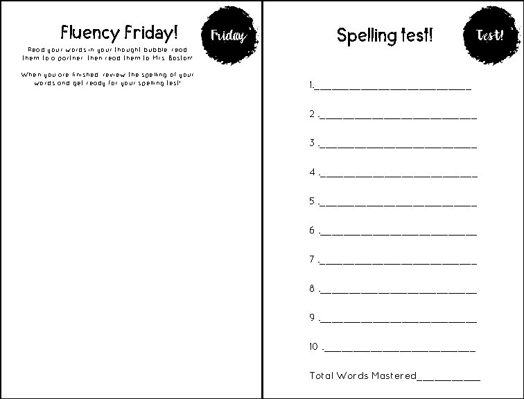 Fluency Friday! Read your words in your thought bubble, read them to a partner,