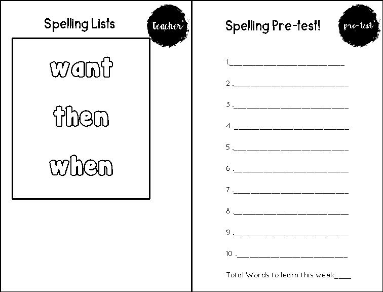 Spelling Lists want then when Teacher Spelling Pre-test! pre-test 1. ______________ 2. ______________ 3.