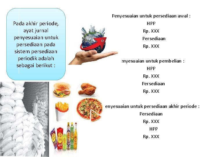 Pada akhir periode, ayat jurnal penyesuaian untuk persediaan pada sistem persediaan periodik adalah sebagai