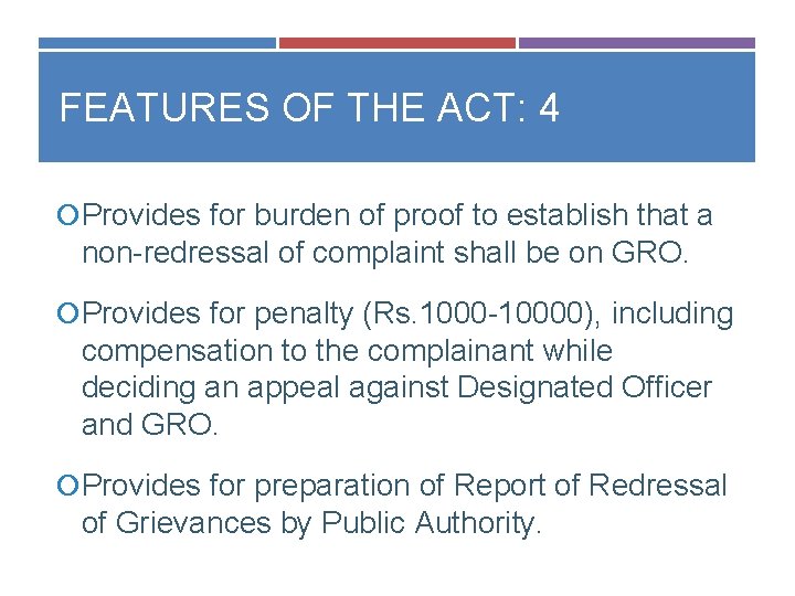 FEATURES OF THE ACT: 4 Provides for burden of proof to establish that a