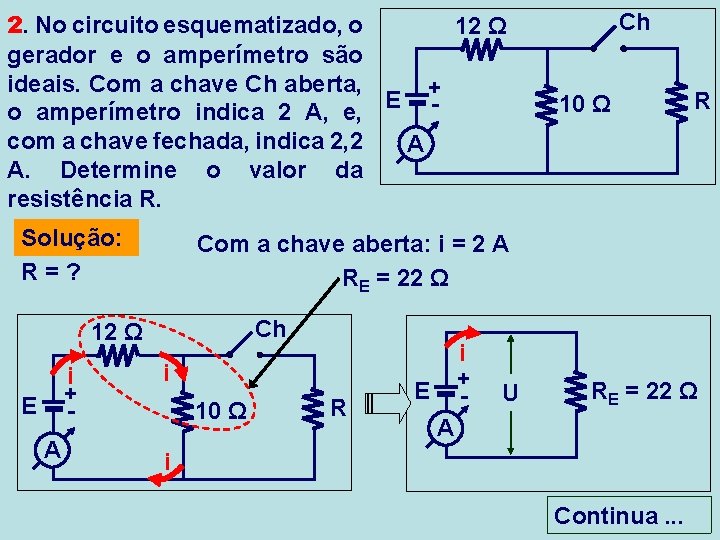 2. No circuito esquematizado, o 12 Ω gerador e o amperímetro são ideais. Com