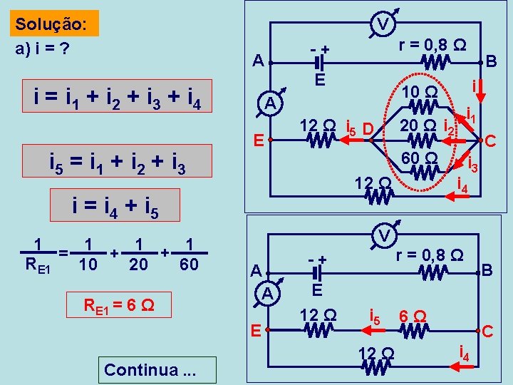 Solução: a) i = ? V A i = i 1 + i 2