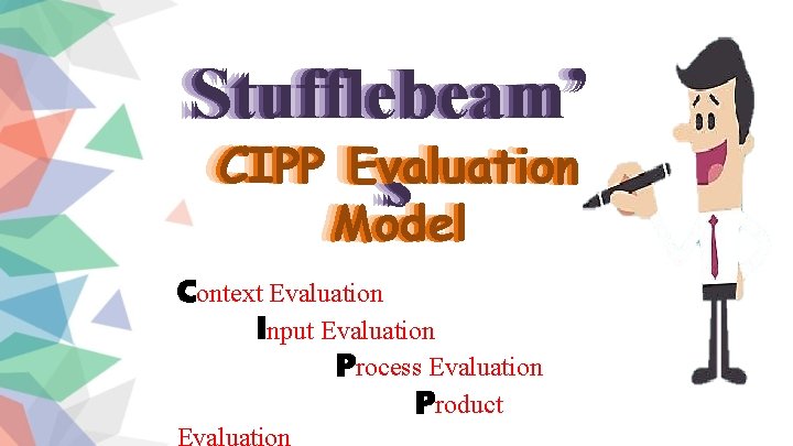 Stufflebeam’ CIPP Evaluation s s Model Context Evaluation Input Evaluation Process Evaluation Product Evaluation