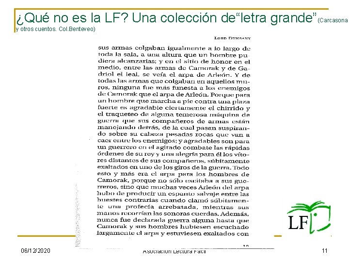 ¿Qué no es la LF? Una colección de“letra grande”(Carcasona y otros cuentos. Col. Benteveo)